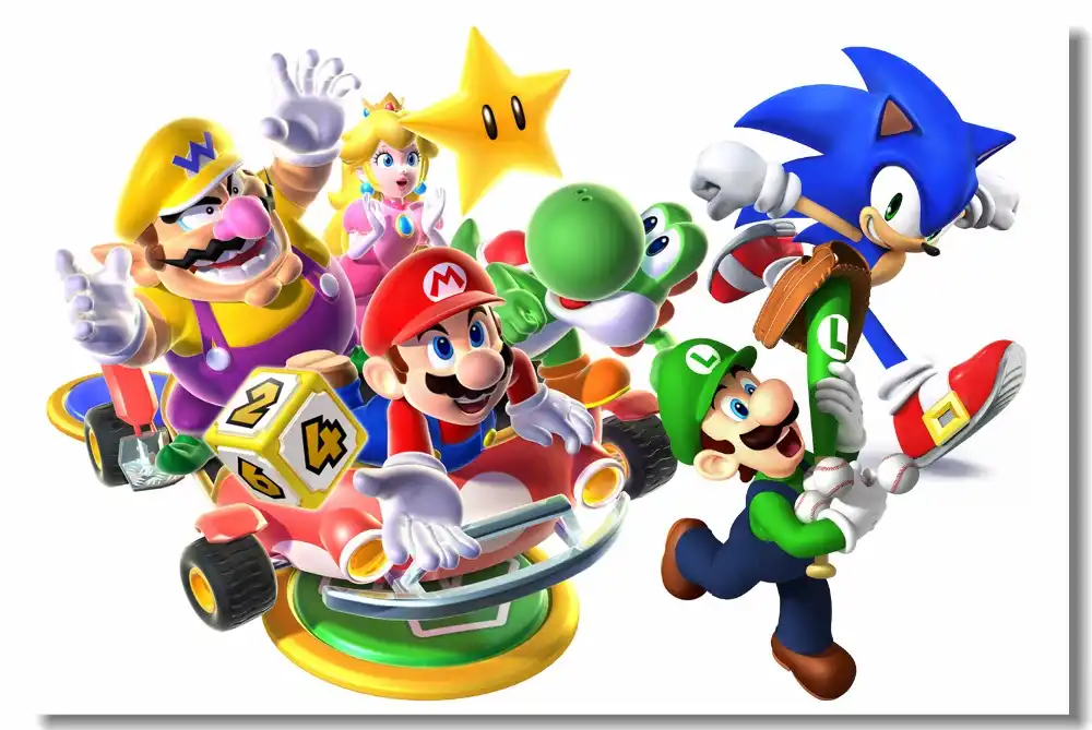 Murales de pared de lona personalizados, póster de Super Mario Party