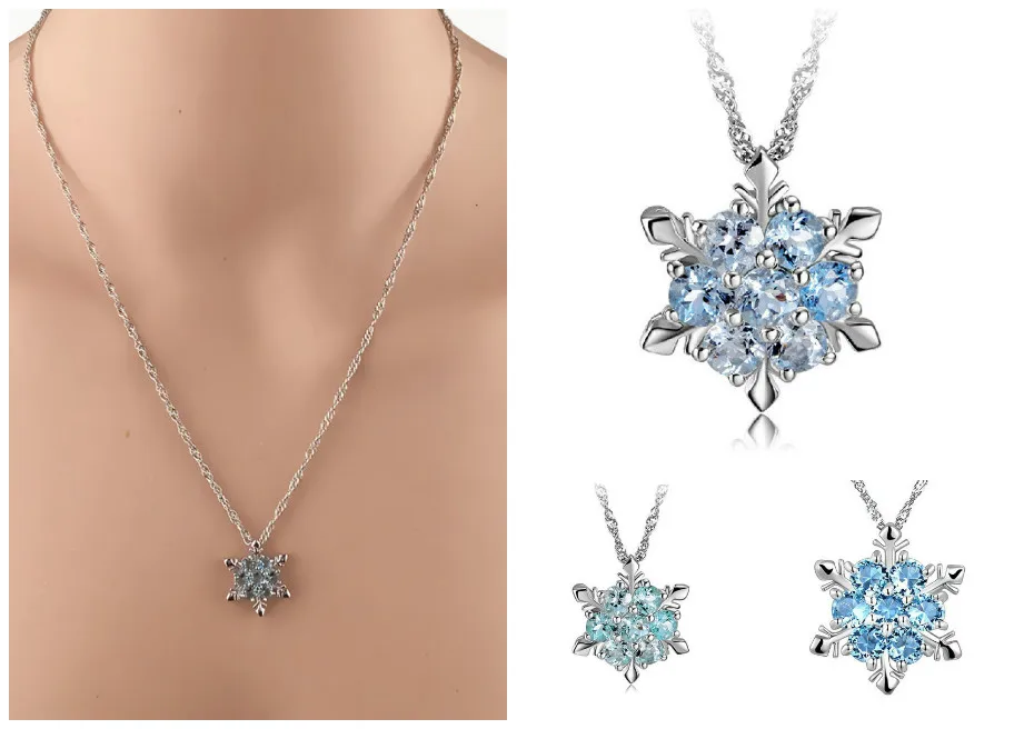 

2019 Droppshiping Fashion Women Crystal Zircon Snowflake Pendant Necklace Jewelry Christmas New Year Gifts BFJ55