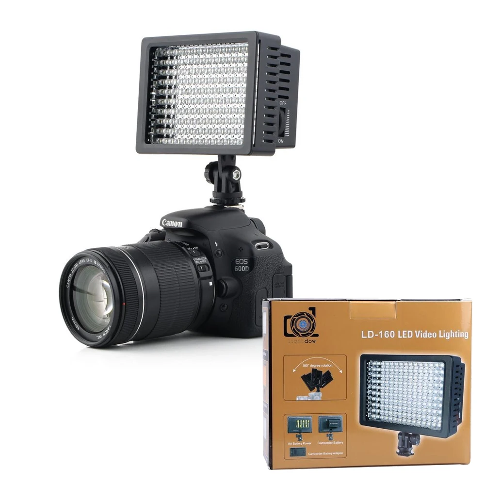 Lámpara luz LED para vídeo, iluminación de 160 LM, 5600K/3200K, regulable con 3 para Canon, Nikon, Pentax, cámara DV, videocámara| video light video light led - AliExpress