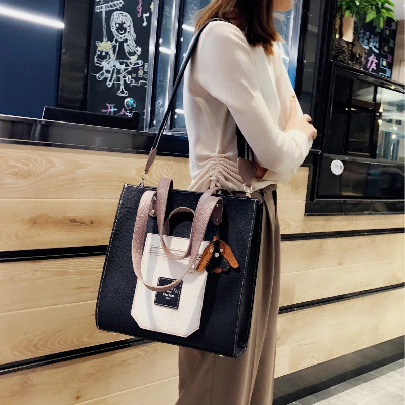 

INS large shoulder bags capacity wide shoulder strap casual tote bag 2019 new shoulder diagonal portable student bag
