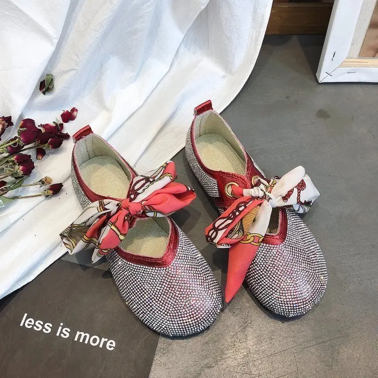 SWYIVY Flats Shoes Woman Rhinstone Autumn Pring New Female Bling Bling Casual Shoes Round Toe Lacing Up Flats Loafers Shoes 40