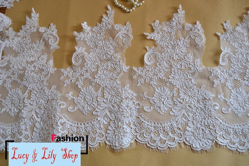 The most luxurious lace trim embroidery ribbon 37CM wide eyelash lace