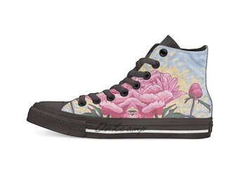 

peony flowers Casual High Top Canvas shoes sneakers Light Walking Shoes