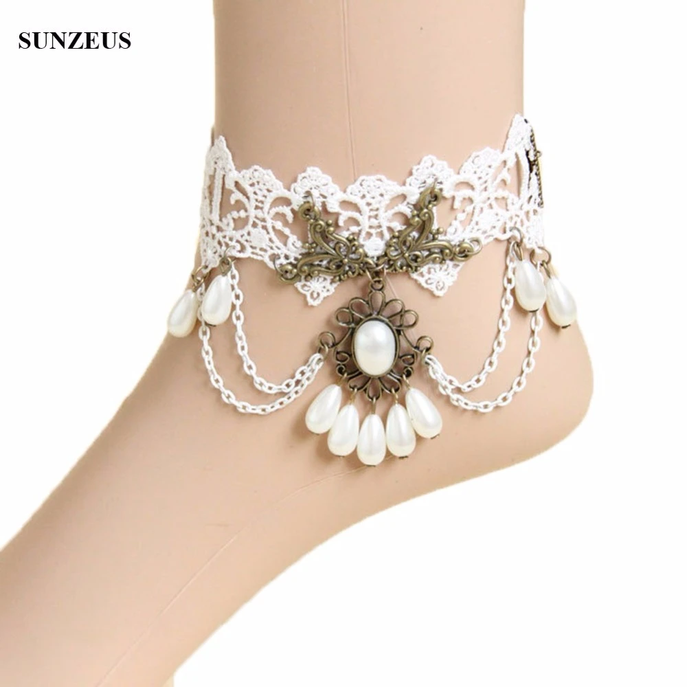Tobilleras de encaje marfil, joyería para fiesta de boda, pulseras de perlas para el pie, accesorio para el tobillo, envío gratis enkelbandjes sieraden FI029|Tobilleras| - AliExpress