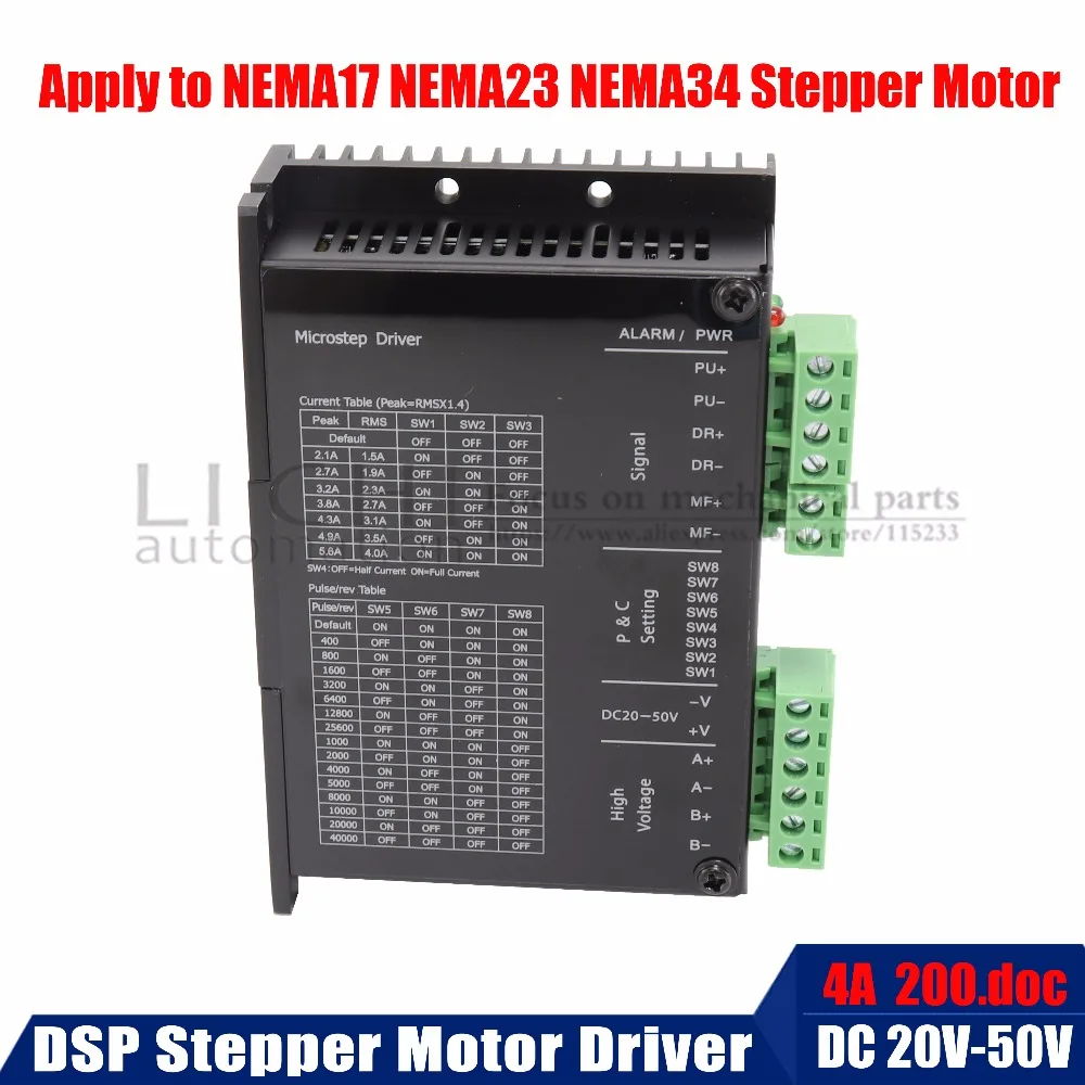

New DSP Digital HPS2405M Nema17 Nema23 Nema34 Stepper Motor Driver 4A DC20 to 50v 200doc for motor