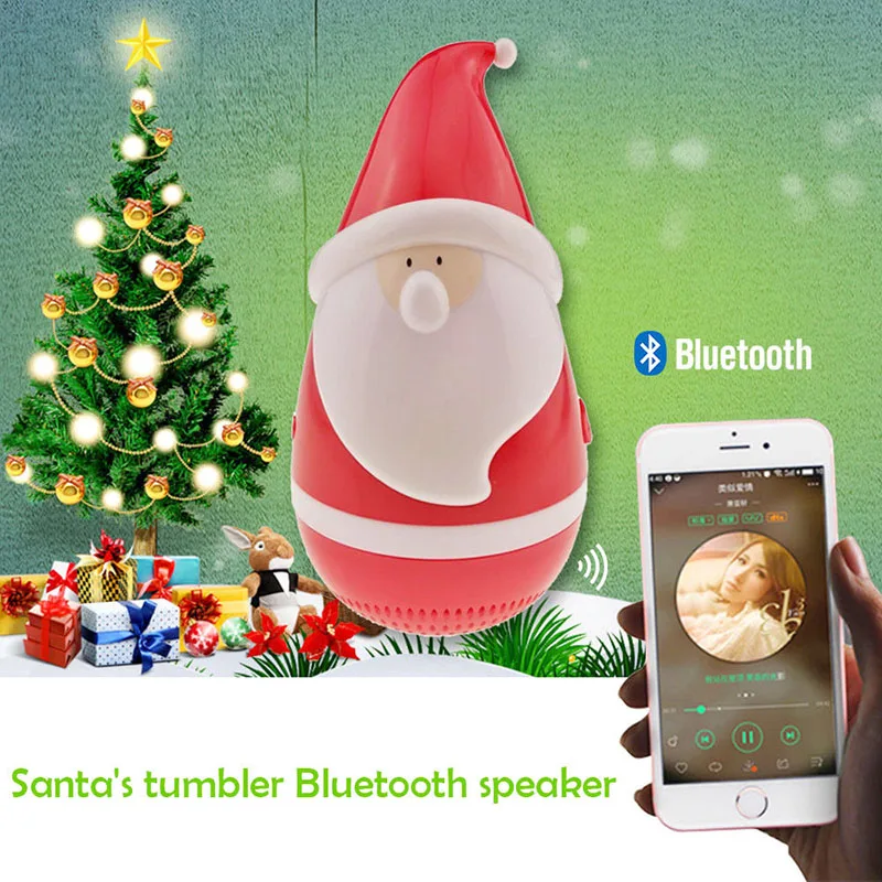 Christmas Gifts Mini Santa Bluetooth Speaker Cute Tumbler Wirless Stereo Surround Speaker Subwoofer Hifi Music Player  (1)