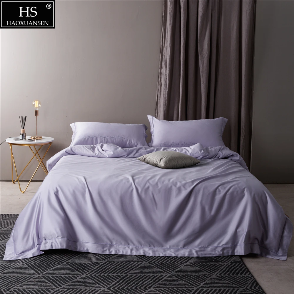 

Egyptian Cotton Embroidery Lavender Queen King 4 Piece Bedding Sets Sheets Pillow Case Duvet Cover Simple Fashion Gift box