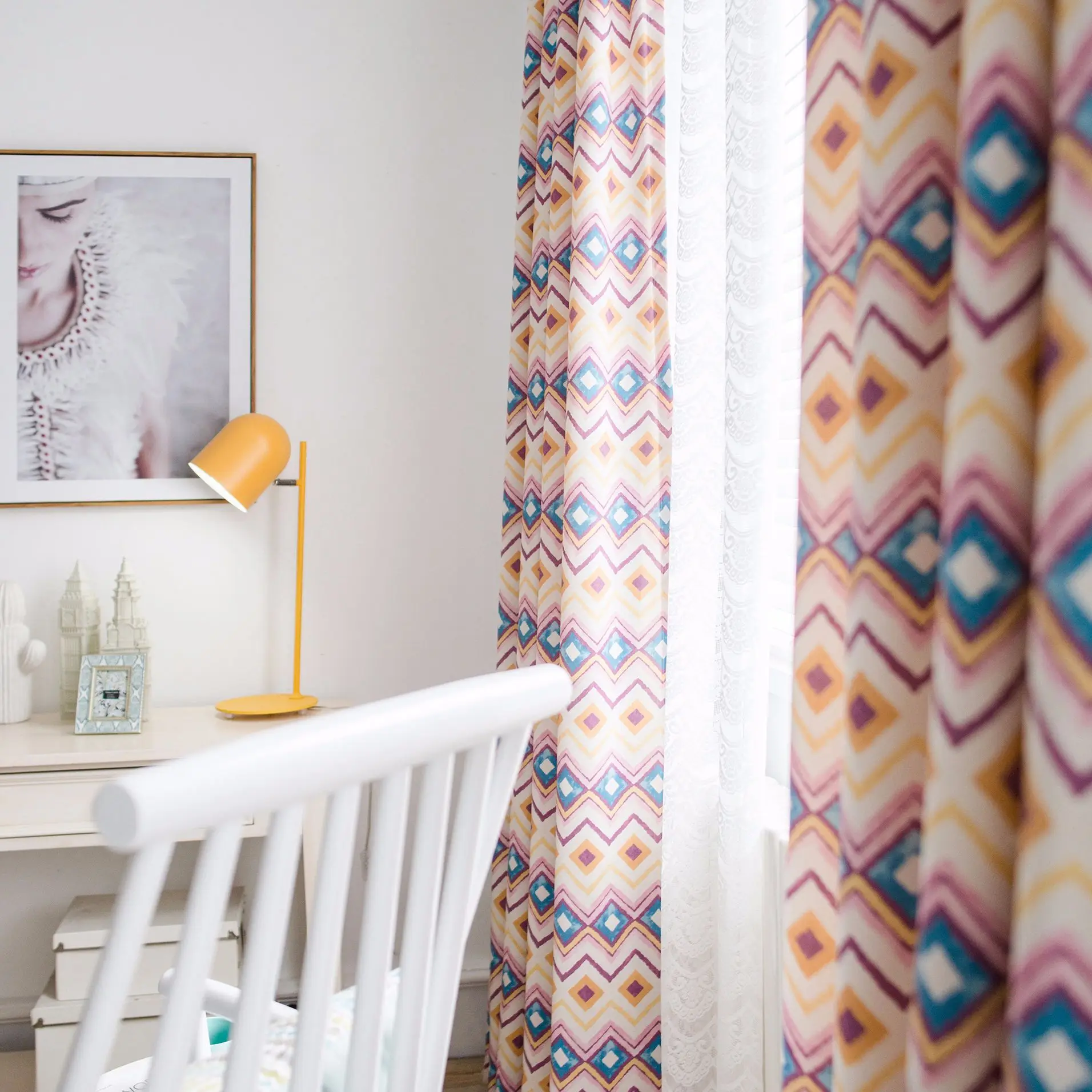 

Curtains for Bedroom Dining Living Room Diamond Modern Boutique Simple Geometry Bohemia Polyester Cotton Printing Window Fabric