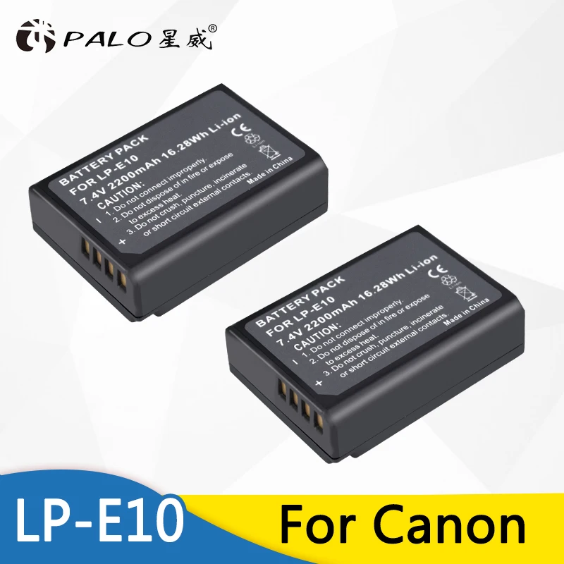 PALO 2pcs LP E10 LP E10 Camera Battery For Canon EOS 1100D 1200D 1300D 1500D 2000D 4000D 3000D