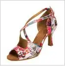 АТ Танцы обувь для латинских танцев Профессиональный туфли для сальсы, 6/7/8 см; Каблук-рюмочка; атласные бальные Туфли для латинских танцев для дам Evkoo-366 - Цвет: flower color 2