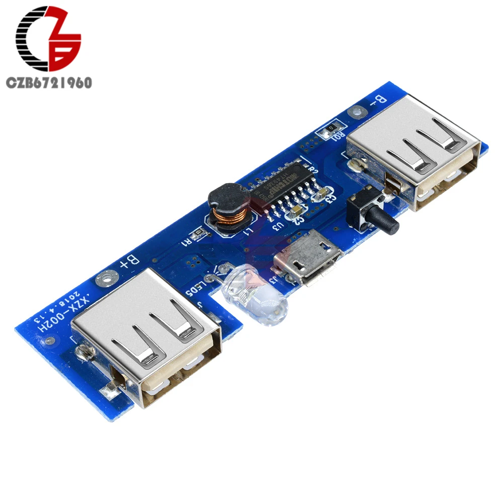 

5V 1A 2A Lithium Battery Charging Board Mobile Power Bank Charger Control Module Micro USB LED Indicator DIY Step Up Boost