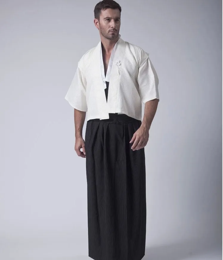 Classic Japanese Samurai Clothing Men's Warrior Kimono With Obi Traditional Satin Yukata Convention Costume One Size