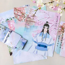 9 шт./упак. Kawaii 3 конверты+ 6 листов буквы древней китайской Красота Для мужчин цветы Бумага конверт с буквенным принтом канцелярский подарок