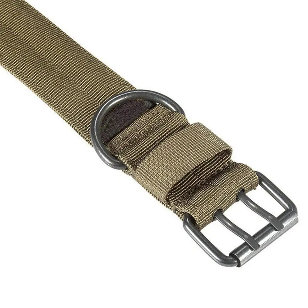 Nylon Tactical Military Dog Collar With 2 Rows Buckle Training Army Dog Adjustable Leash Ring