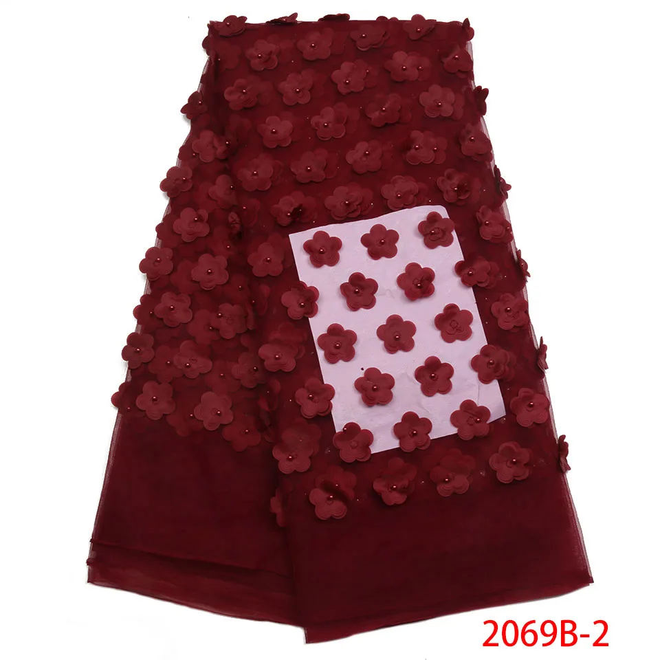Бисером кружева, тюль 2018 новейший французский 3d Aqqlique тюль кружевной ткани в нигерийском стиле Fashionble Для женщин тюль кружевной ткани XZ2069B-2