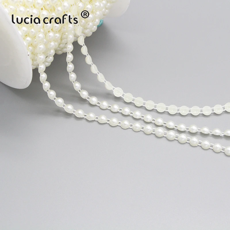 Lucia Crafts, 2 года/партия, АБС-пластик, слоновая кость/белый, 2 линии, полукруглый искусственный жемчуг, плоская задняя сторона, отделка бусин, сделай сам, свадебное украшение для дома C0606