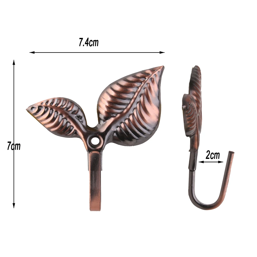 New Hot Sale 2Pcs Leaf Curtain Drapery Tiebacks Door Wall Hat Hooks Holder Hanger Bronze Curtain Tracks Accessories Home Decor