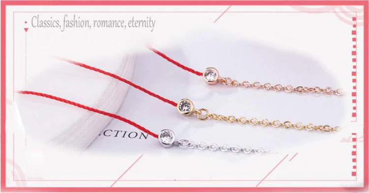 KOFSAC очаровательные 925 серебряные браслеты для женщин, изысканный круглый кристалл, на удачу, красная веревка, розовое золото, браслет-цепочка, браслеты, ювелирное изделие, подарок