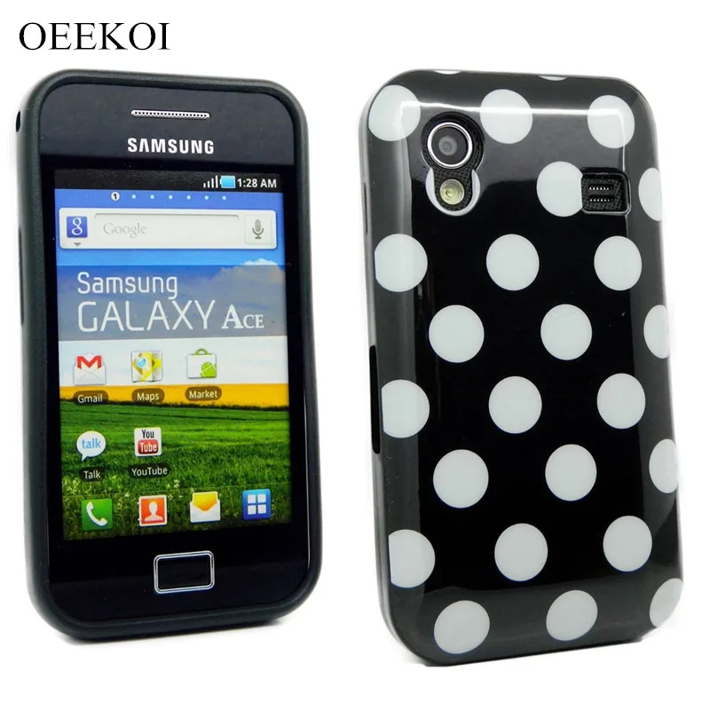 OEEKOI Мягкий ТПУ чехол в горошек для Samsung Galaxy Ace S5830 телефона бесплатная доставка|case