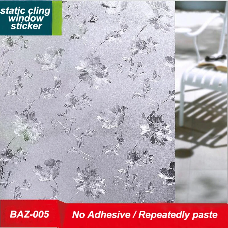 

GIGIZAZA Opaque Privacy Glass Window Film 3D embossing 45cm width European flower static Cling Window stickers Office bathroom