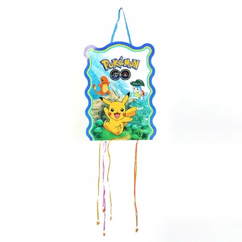 

1 PCS 40*29 cm Pokemon Go pikachu folding Pinata happy birthday decoration children girls boys Birthday Party supplies