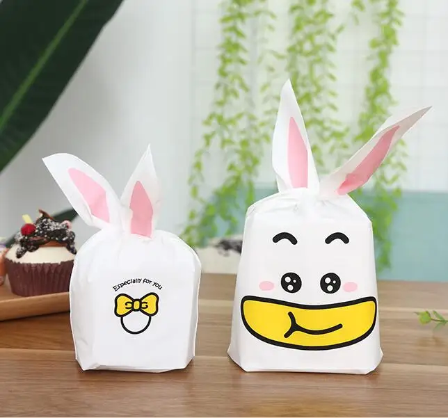 

50pcs/lot 4size White Cute animal plastic packaging bags candy bag cookie bags free shipping