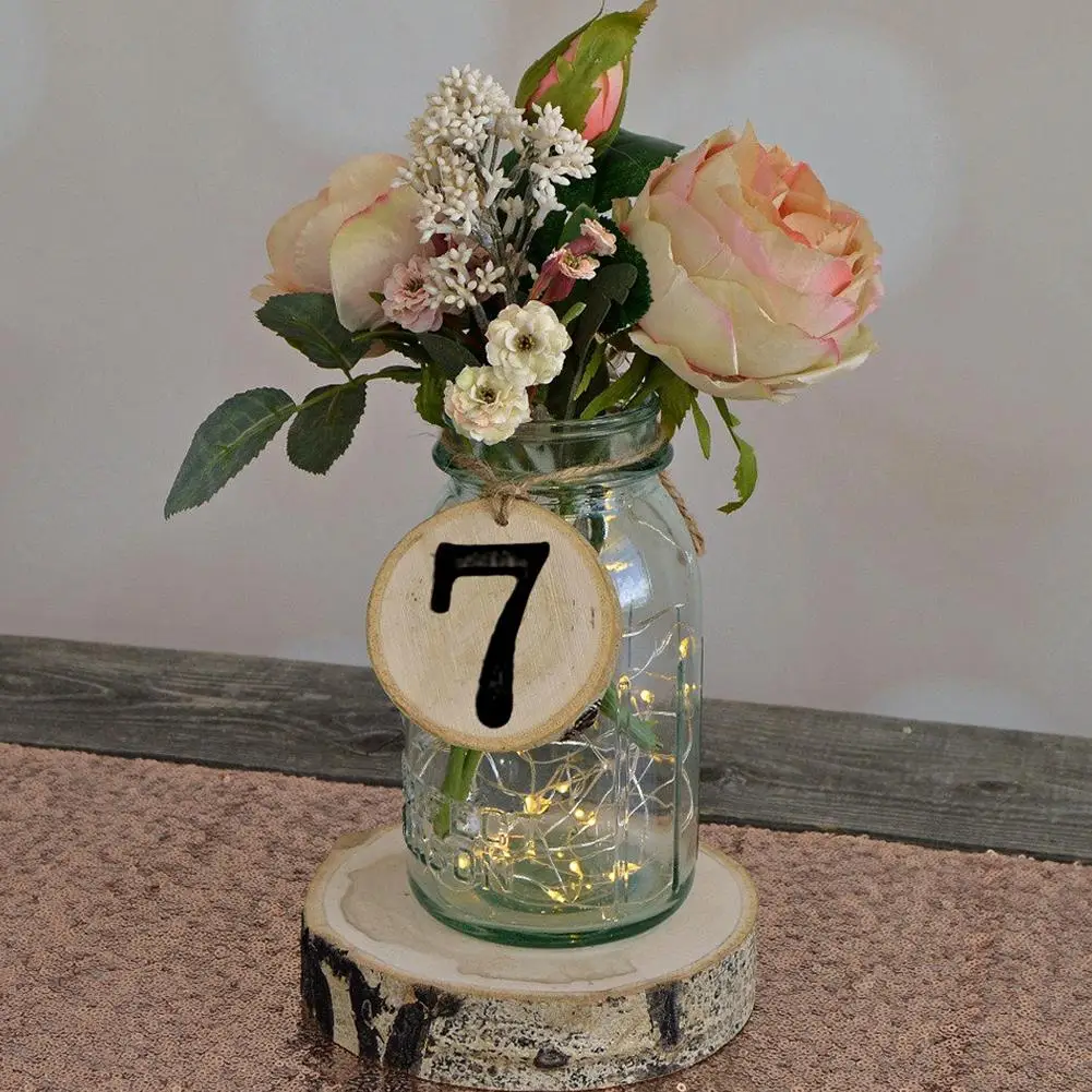 HobbyLane 10 шт. деревянные ломтики дерева DIY свадебный стол 1-10 Количество Висячие бирки