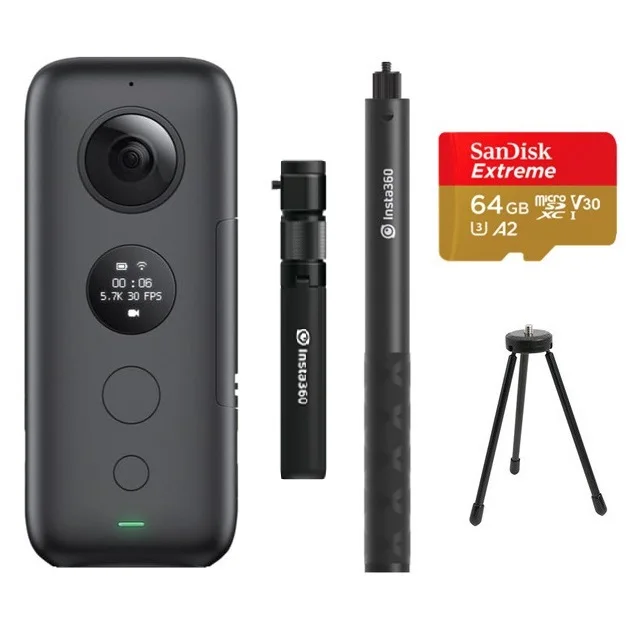 Insta360 ONE X Спортивная Экшн-камера 5,7 K видео VR Insta 360 для iPhone и Android с батареей 64G 128G аксессуары - Цветной: Bundle 5