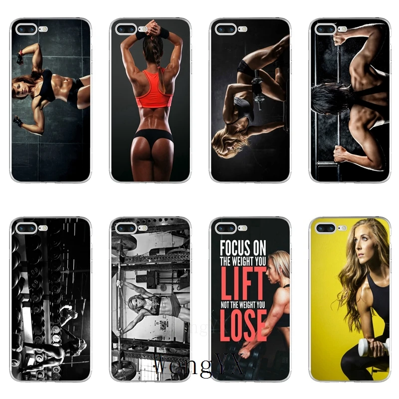 

Girl fitness gym woman Bodybuilding Slim silicone TPU Soft phone case For iPhone X 8 8plus 7 7plus 6 6s plus 5 5s 5c SE 4 4s