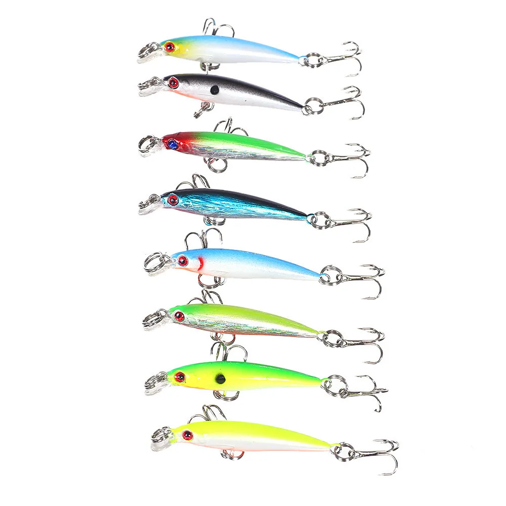 

8pcs/lot Fishing Tackle Lure Mini Hard Bait 50mm/2g 3D Eyes Wobbler Plastic Reflective Decoy Isca Artificial Crankbait Jerkbait