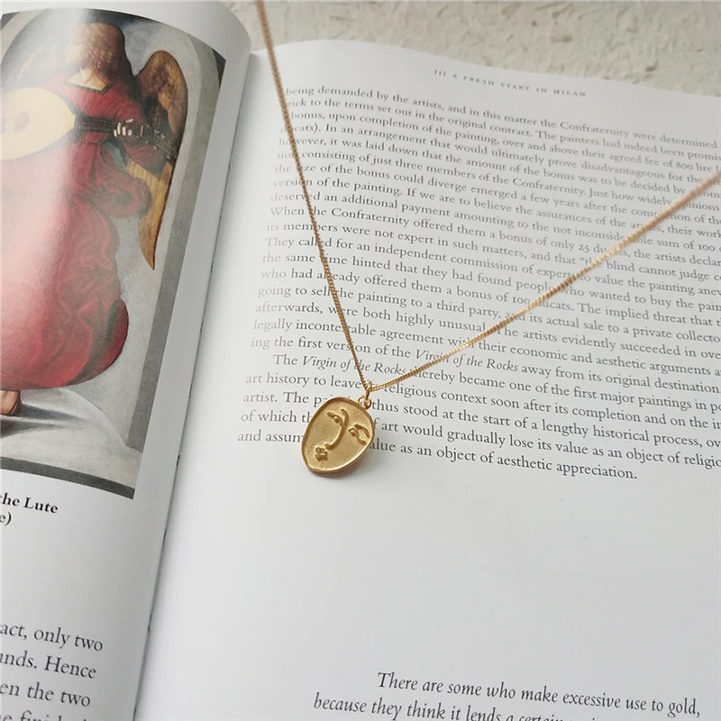 ROMAD ожерелье с абстрактным лицом, подвеска из стерлингового серебра 925, золотое ожерелье короткая цепочка для женщин, модное ювелирное изделие R2