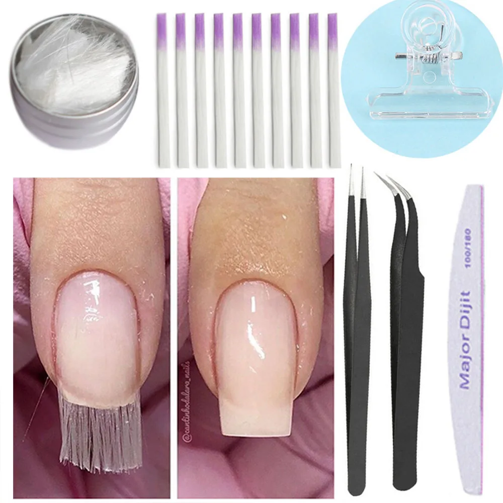 5pcs Fiberglass Nail Extension Glass Fibernails Fiber Nail Silk Extension Repair Set Nail Form Acrylic Tips