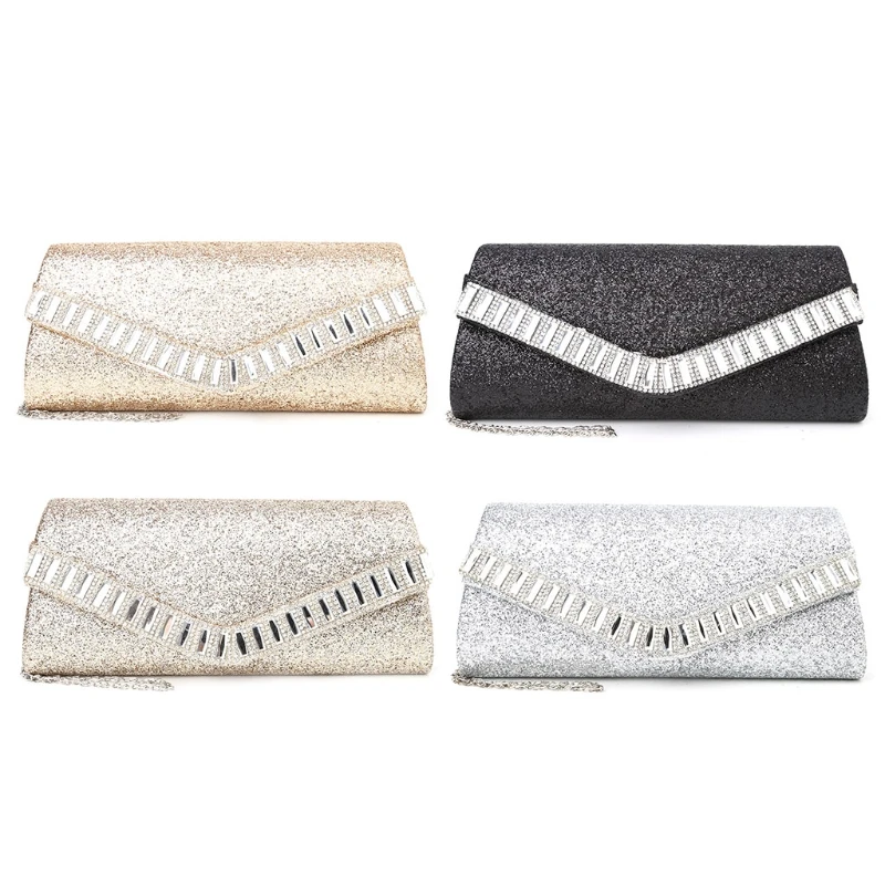

THINKTHENDO Women's Lady Evening Glitter Sequins Handbag Shoulder Bag Bridal Clutch Party Wedding Banquet Handbag
