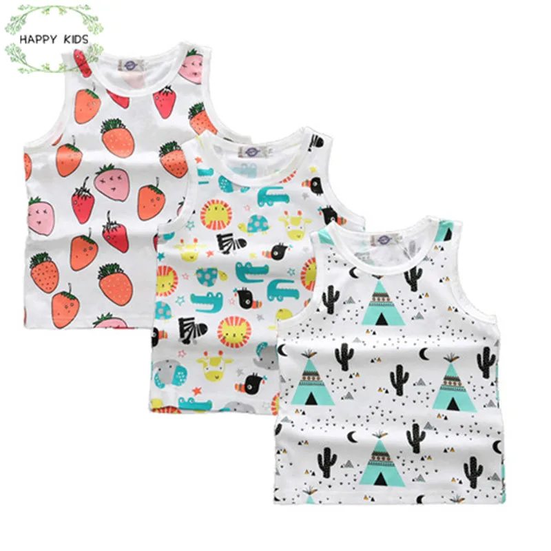 

3 pcs / lot Baby boy girl clothes fruit print sleeveless 2019 Summer Baby vest Newborn fashion shirt and Top baby goods DSY210