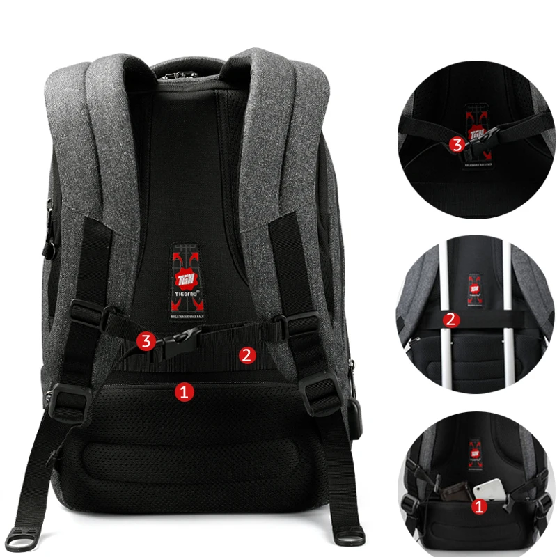 Tigernu brand men backpack anti theft USB charge 14\