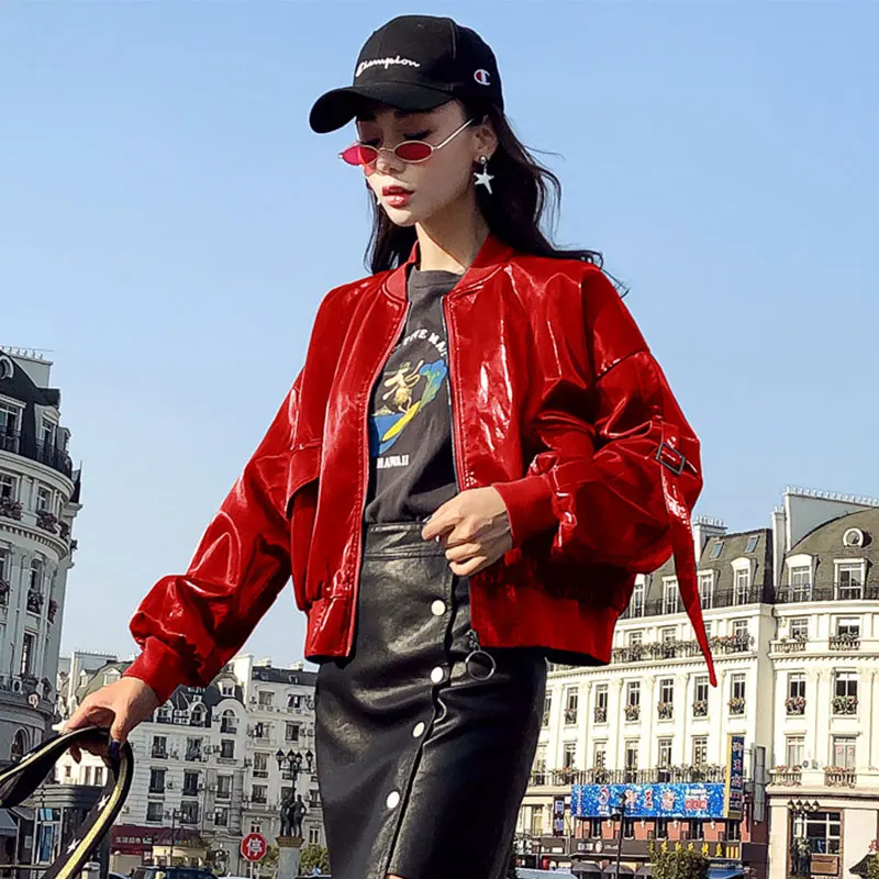 Short Motorcycle Jacket Coat Spring Leather Jacket Women