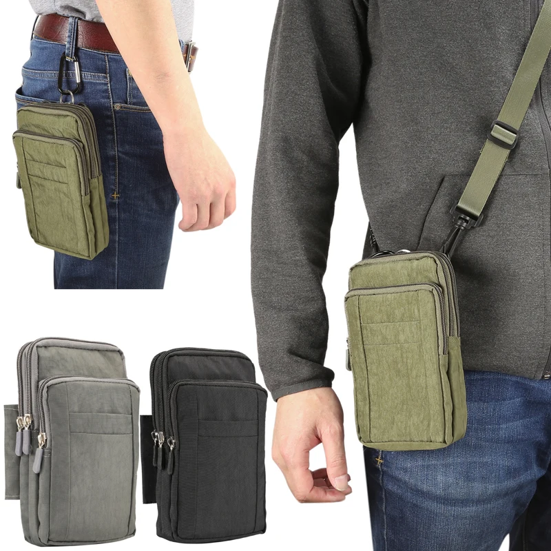 

Man Sport Belt Clip Waist Pack Casual Inclined Shoulder Bag Phone Cover Wallet Case for Iphone for Samsung for Huawei All in 7