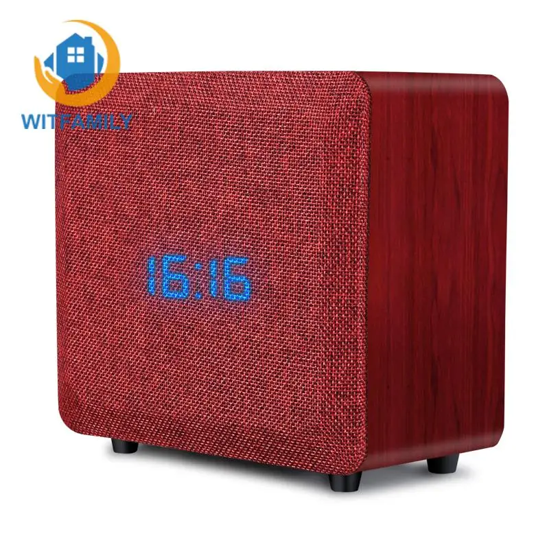 

Alarm Clock Mini Wood Sound Home Retro Radio Subwoofer Beautiful Practical Good Quality Wireless Bluetooth Speaker Phone Card
