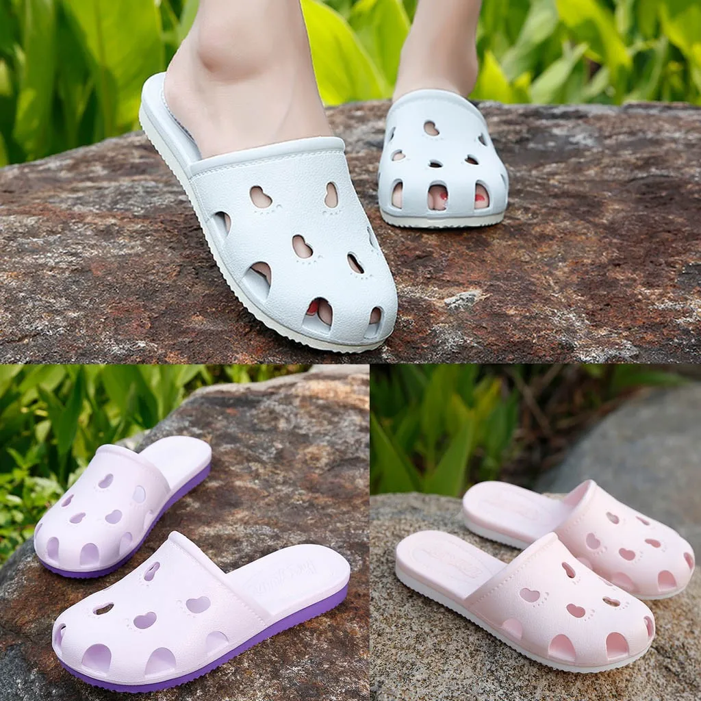 

2019 Summer flip flops slippers men Women Slippers Baotou Cave Breathable Plastic Non-slip Beach Shoes high quality sandals %40
