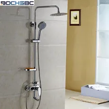 BOCHSBC, Круглый Большой дождевой душевой набор, ванная комната, набор для душа, один держатель, двойной контроль воды, смесительный клапан, подъемный кран для ванны