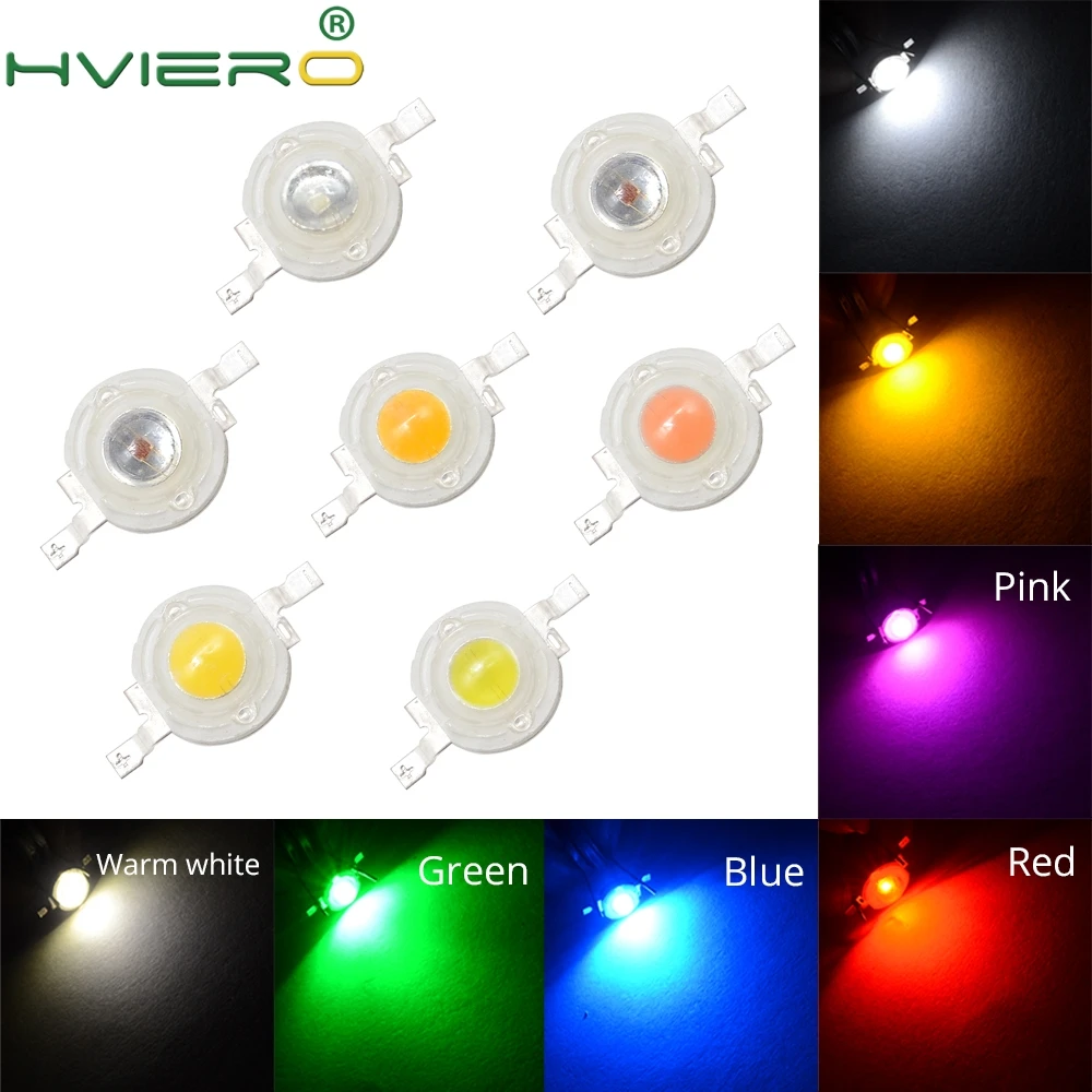 

20Pcs 3W High Power Chip light bead emitter White Red Green Blue 2.2~3.8V 45MIL 700mA 520nm~6500K LED Bulb Diodes Lamp Beads