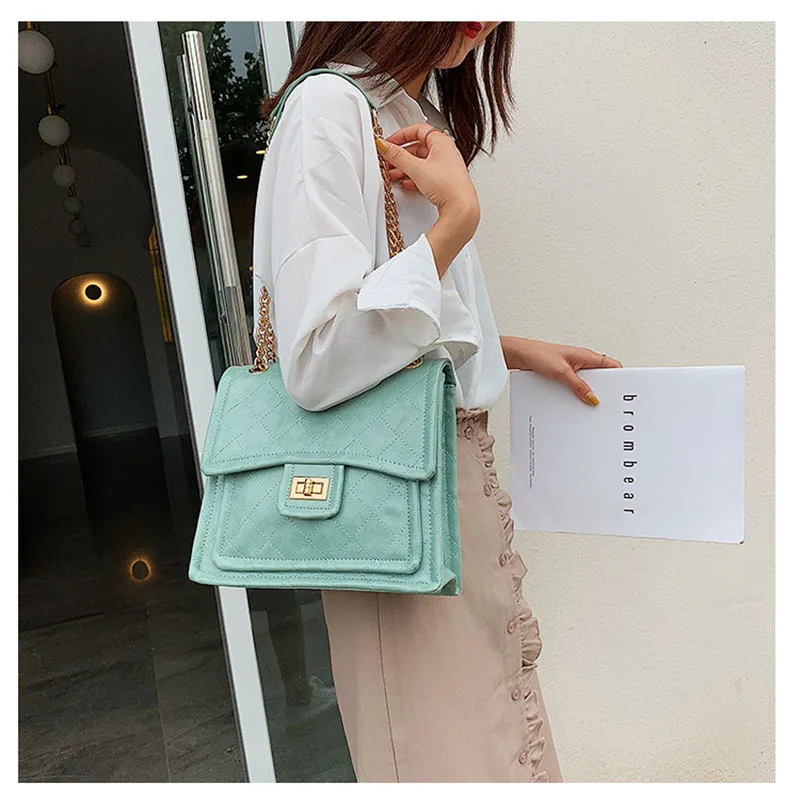 

Crosshill luxury shoulder women bags designer ladies chic pu flap leathe handbags crossbody messenger chain belt tote bag sac