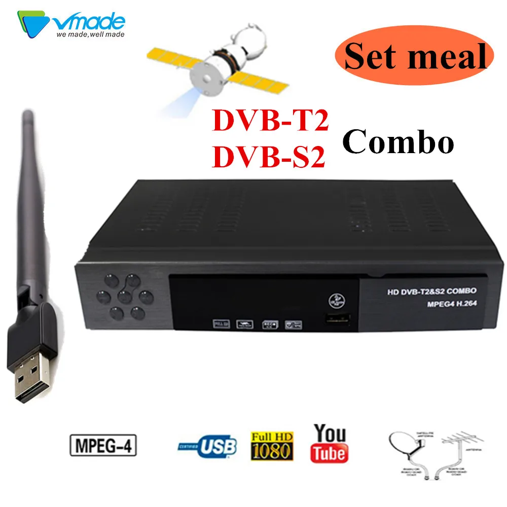 Полный HD DVB T2 S2 комбо декодер+ DVB S2 спутниковый ресивер и DVB T2 наземный спутниковый комбо IKS Cccam Youtube Ip tv Box