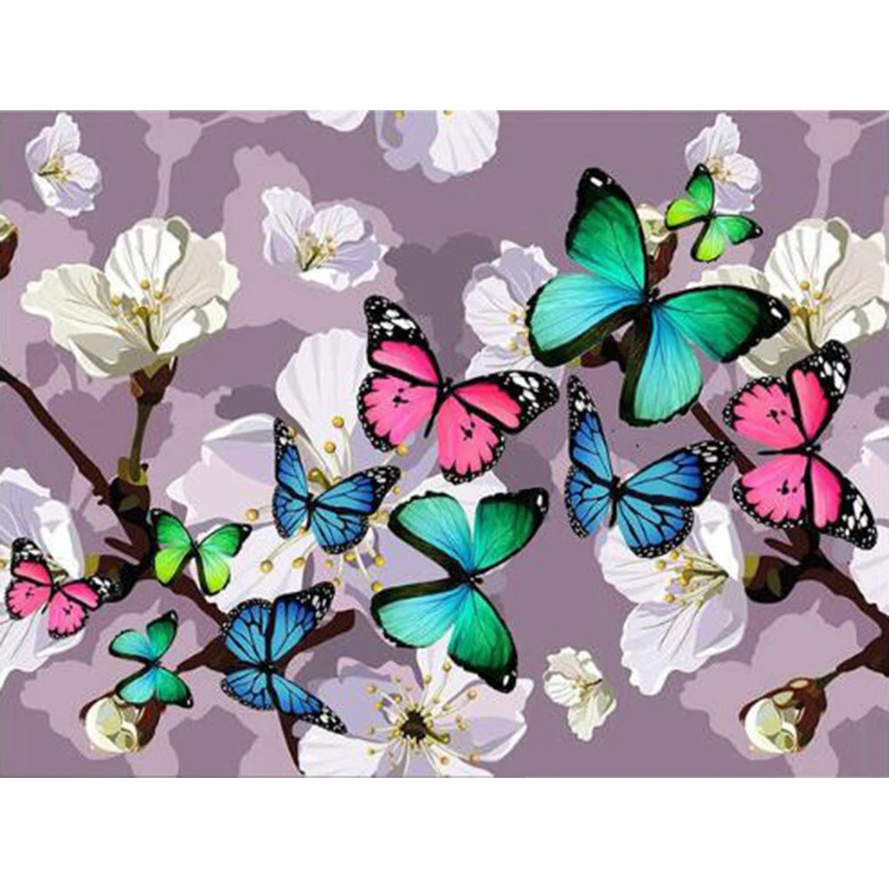 

Diamond Painting Butterfly Full Square Rhinestones Crystal Painting Diamond Embroidery Animal Cross Stitch Home Decoration a417