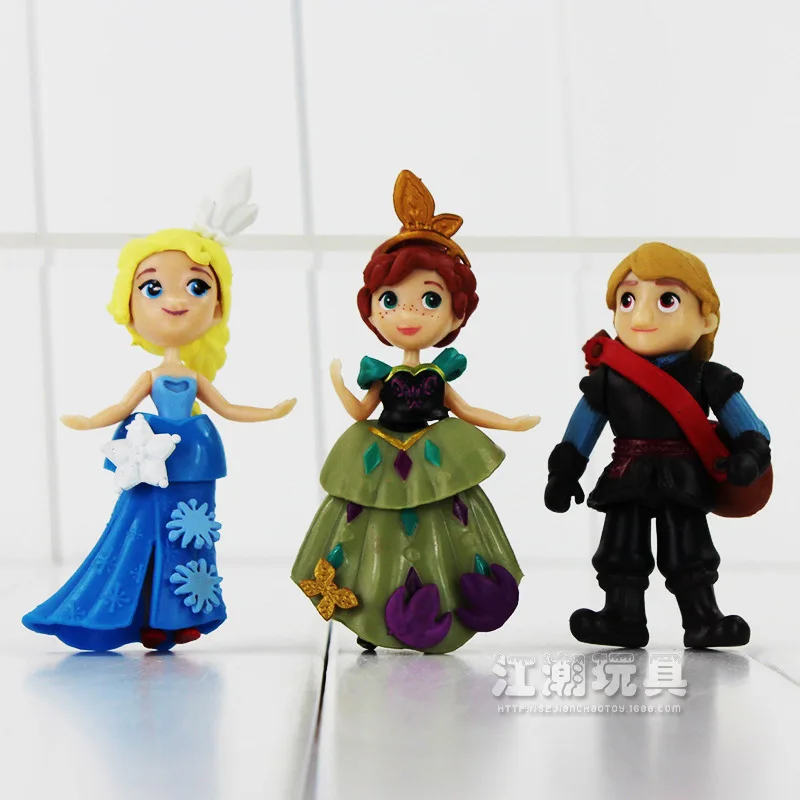 Frozen Movie figure Anna Elsa Princess Figure Olaf Sven Kristoff and Castle Ice Palace Throne PVC Q Version Action Figures Set