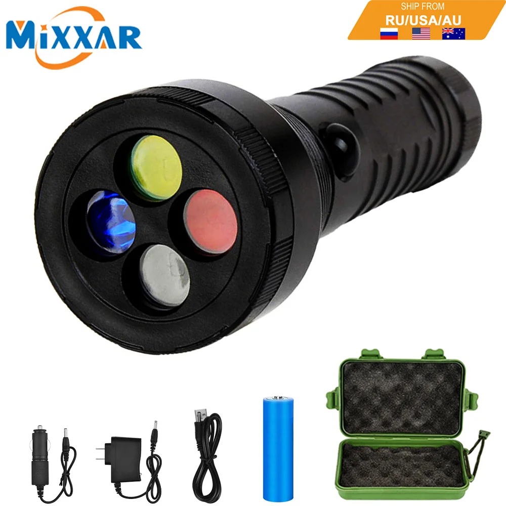 

EZK20 Dropshipping 5000LM LED Flashlight 4 Light Sources Emergency Railway Signal Working Lamp 3 Mode Torch for Hunting