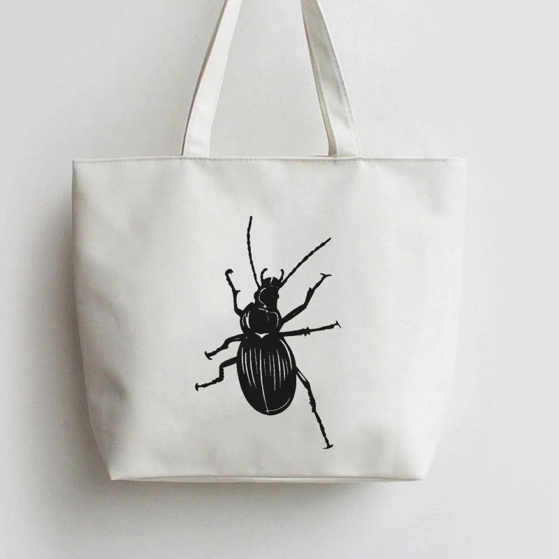 Яркий Жук узор интересные насекомое Холст сумка для покупок с персонажем из мультфильма шоппер продуктовый мешок GA471