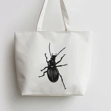 Яркий Жук узор интересные насекомое Холст сумка для покупок с персонажем из мультфильма шоппер продуктовый мешок GA471