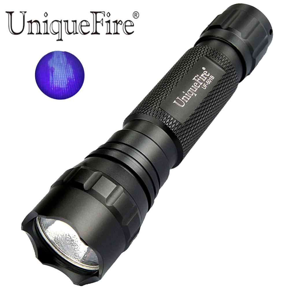 Ультрафиолетовый светодиодный фонарик UniqueFire UV 365 нм ручной черный свет для