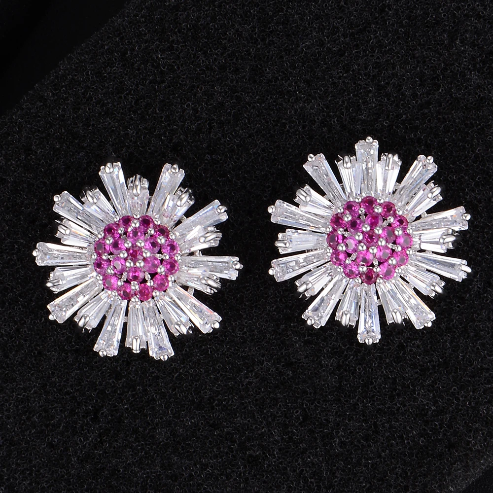 

SISCATHY 2019 Hot Charms Trendy Cubic Zirconia Flower Earrings Wedding Engagement Party Ear Earring For Women Fashion Jewelry